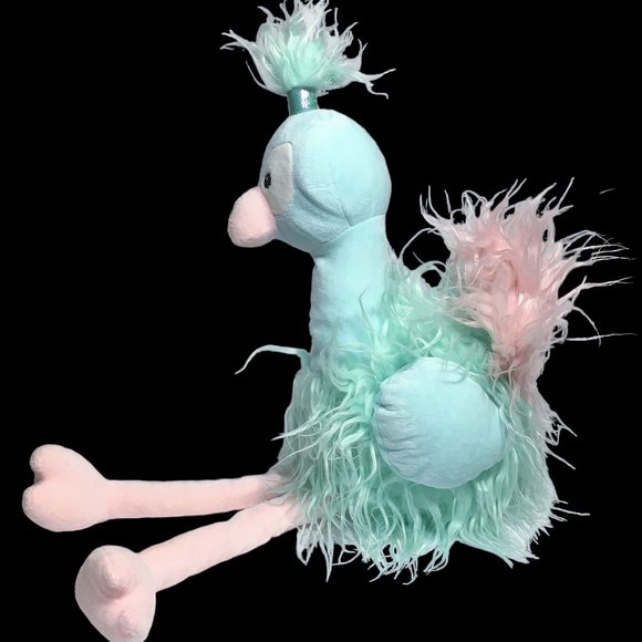 Animal Adventure Flamingo Ostrich Bird Plush Long legged 25" Teal Blue Pink Toy - Picture 4 of 9